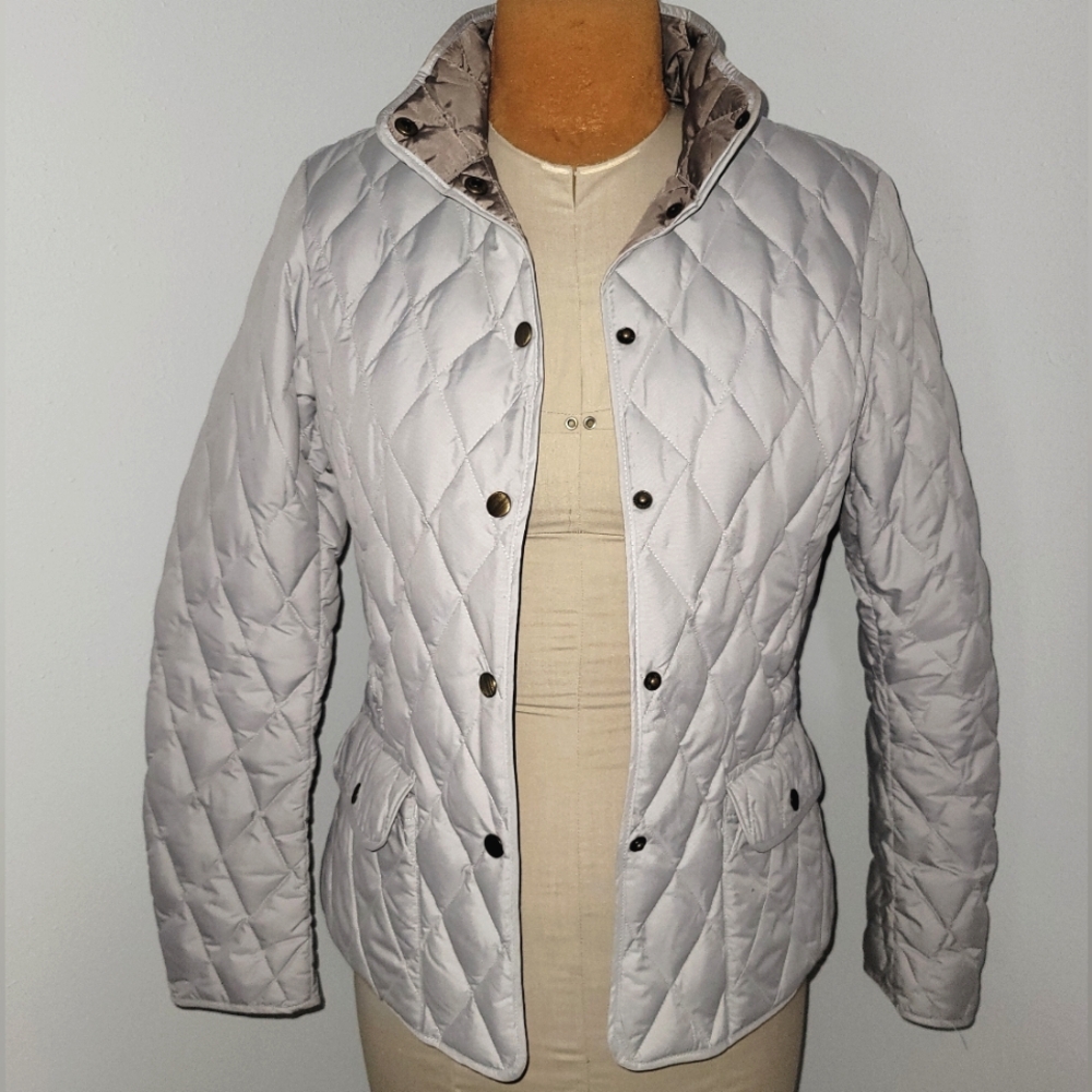 Eddie Bauer silver/gray quilted goose down Sz MT - Picture 6 of 16